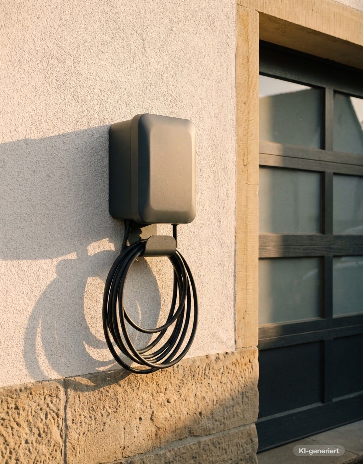 Wallbox in einer Garage, Elektroauto beim Laden